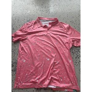 Ephemera Performance Polo‎ Golf Athletic Quick Dry Pink Print 2XL